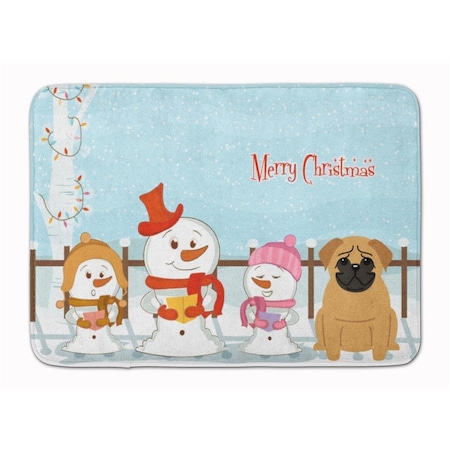 Carolines Treasures Merry Christmas Carolers Pug Brown Machine Washable Memory Foam Mat BB2338RUG